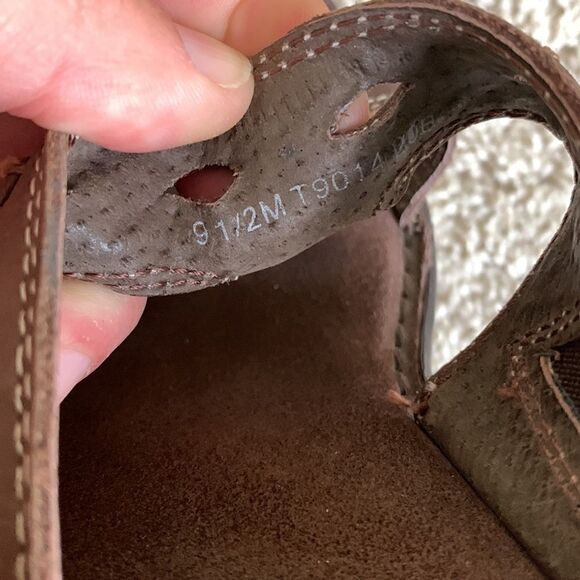 Trotters Women's 9.5 Brown Woven Slip on Slide Sandals Wedge Casual Leather‎ - Picture 6 of 10